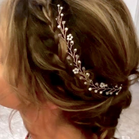 Rose gold vine hair piece with pearl accents - Picture 1 of 2
